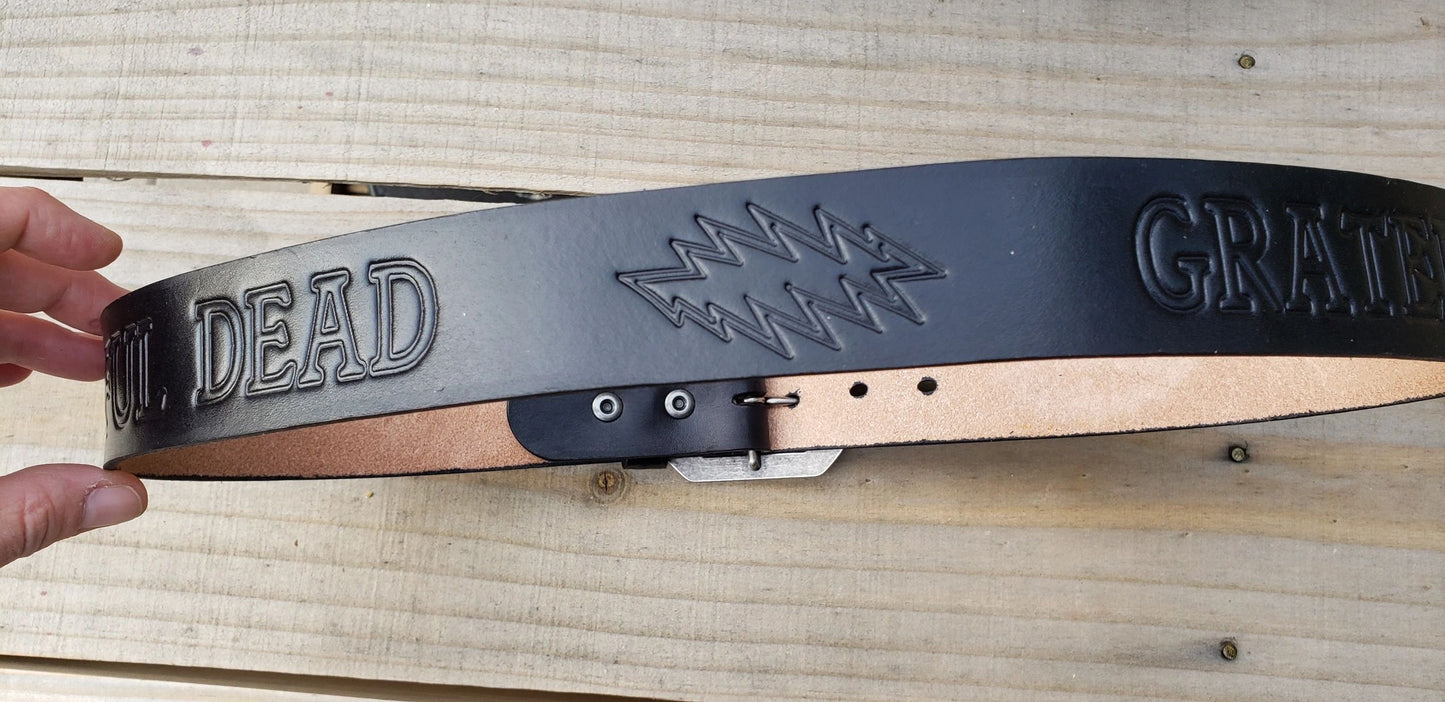 Grateful Dead Leather Belt, 13 Point, Custom Leather Belt, Grateful Dead, Leather, Belt, Mens Belt, grateful dead belt