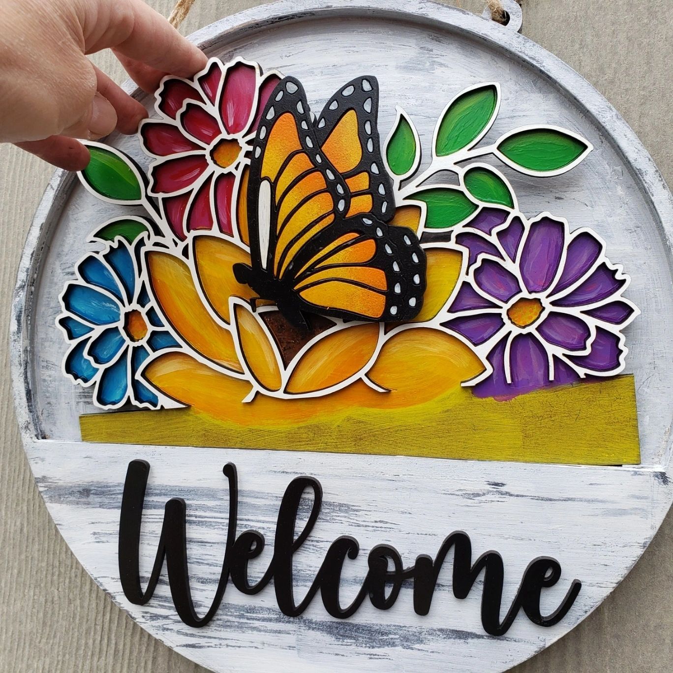 12" Welcome Interchangeable Sign Inserts- Seasonal Spring/Farmhouse Door Hanger