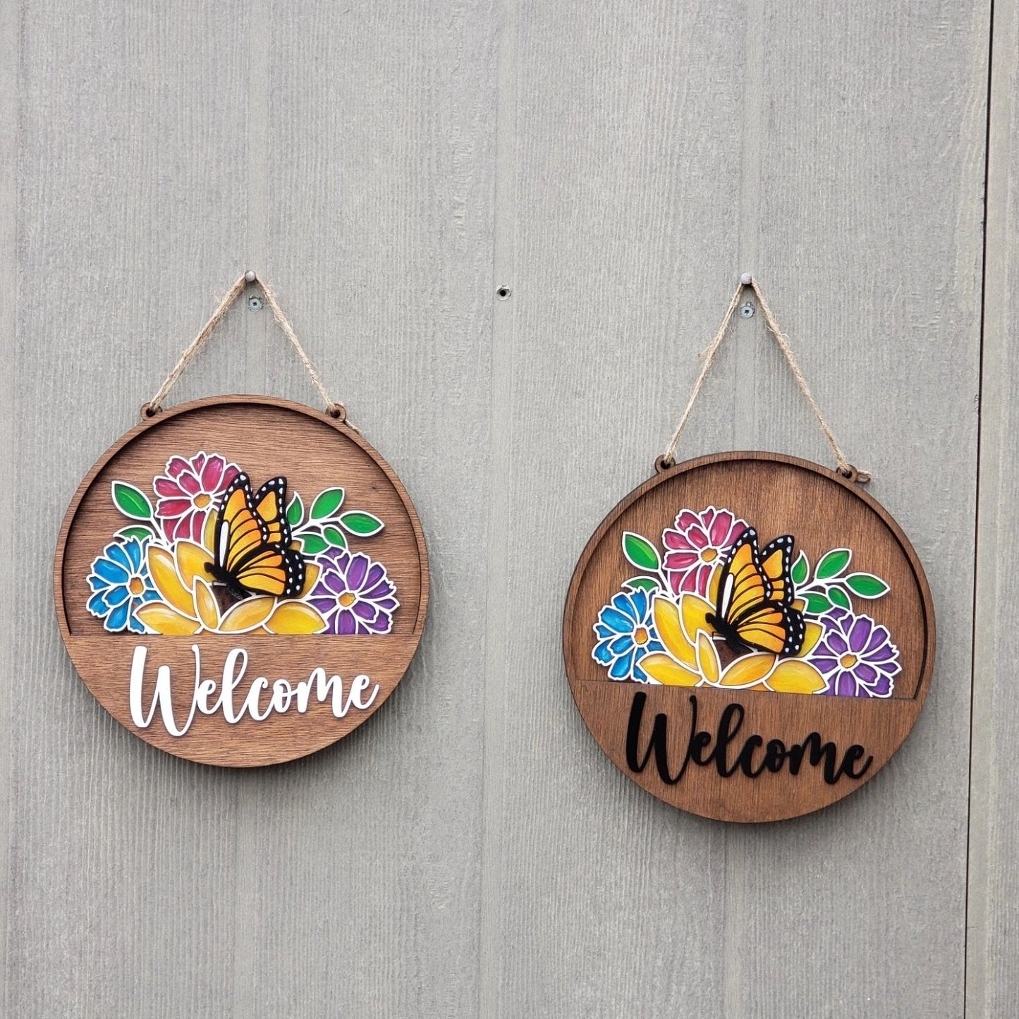 12" Welcome Interchangeable Sign Inserts- Seasonal Spring/Farmhouse Door Hanger