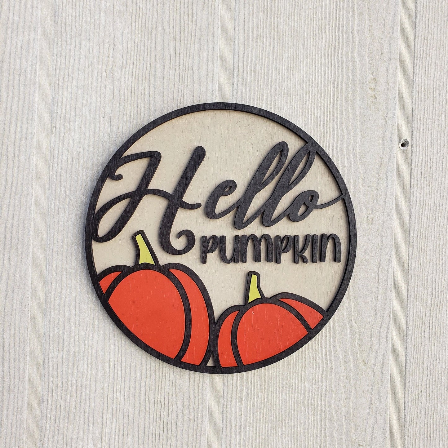 Hello Pumpkin Wall Sign, Fall Decor, Pumpkin Door Hanger