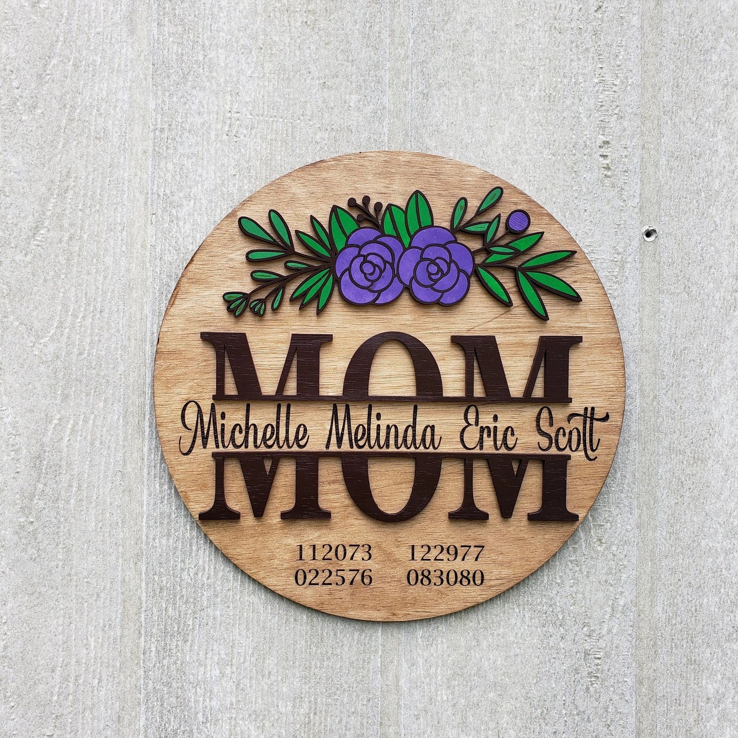 Mom with Custom Names and Birthdates, Engraving Wall Art, Mother's Day Gift