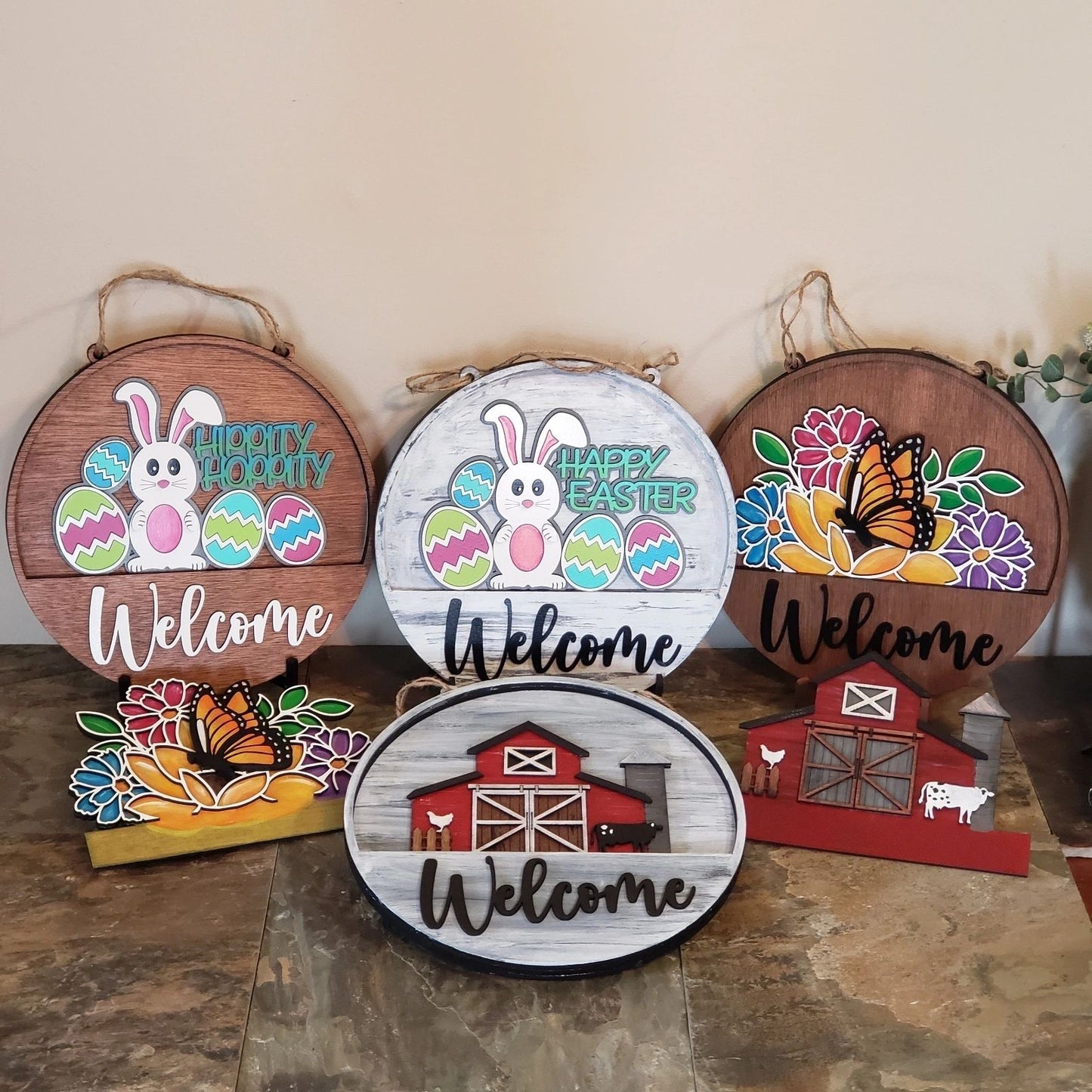 12" Welcome Interchangeable Holiday Sign Inserts- Easter Door Hanger