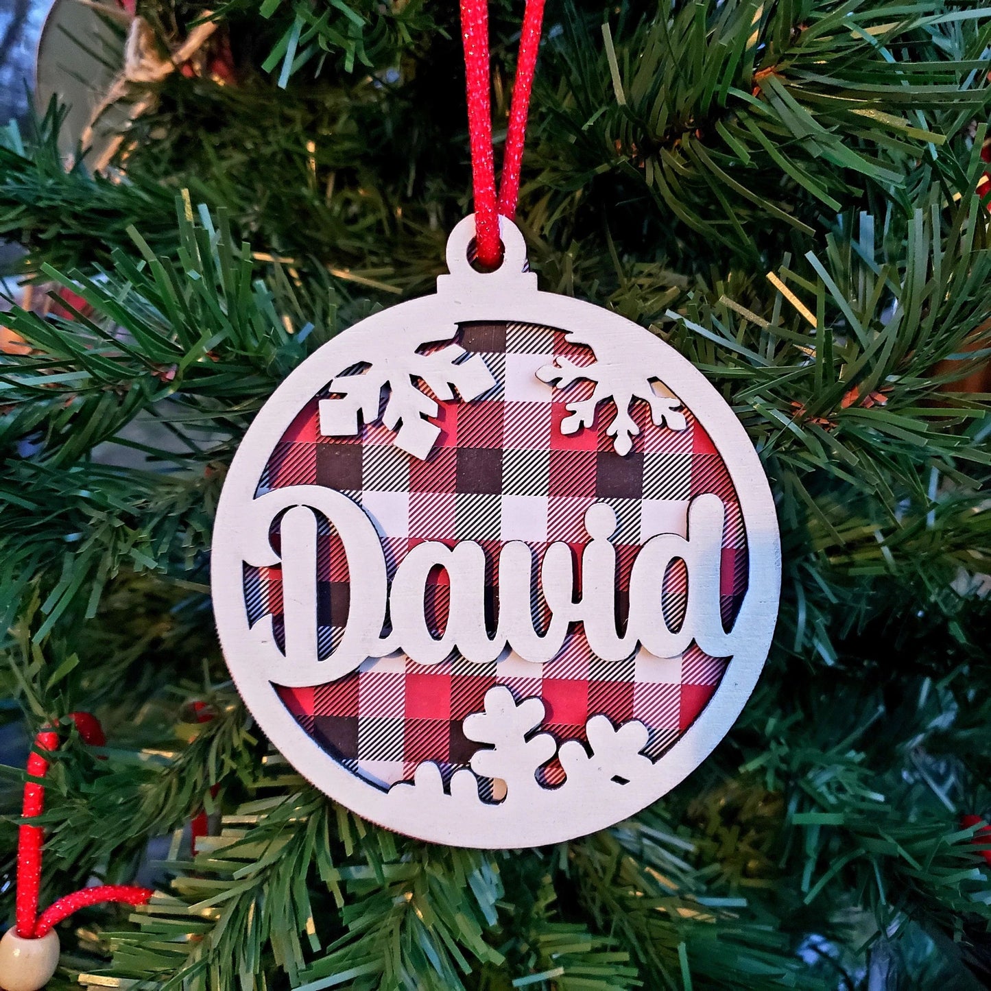 Custom Name Christmas Ornaments, Buffalo Check, Plaid, Buffalo, Christmas, Ornaments, Christmas Gift, Holidays, Personalized Gift