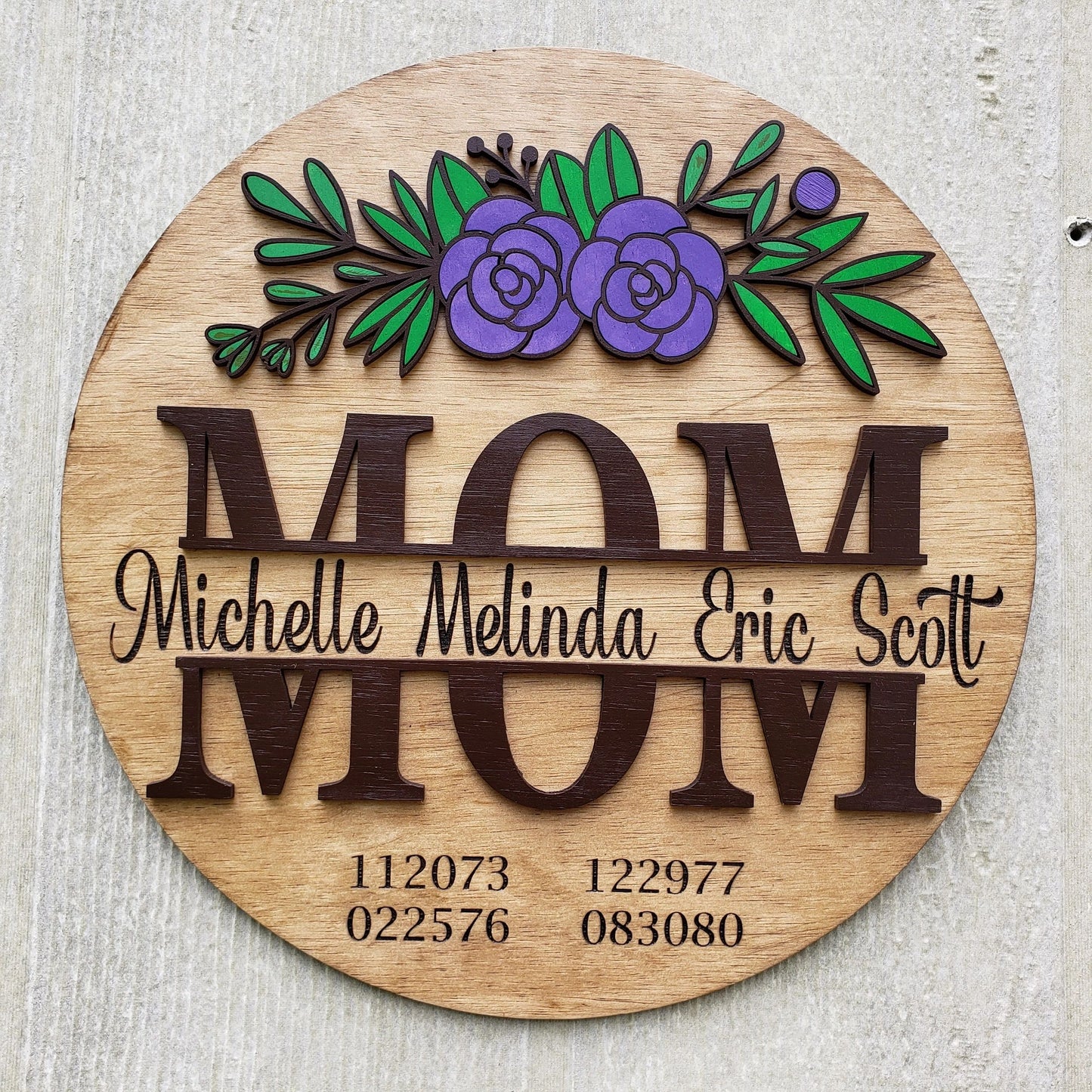 Mom with Custom Names and Birthdates, Engraving Wall Art, Mother's Day Gift