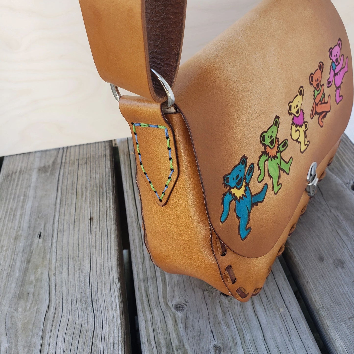 Dancing Bears / Marching Bears Leather Purse - Handmade Dead Bears Crossbody