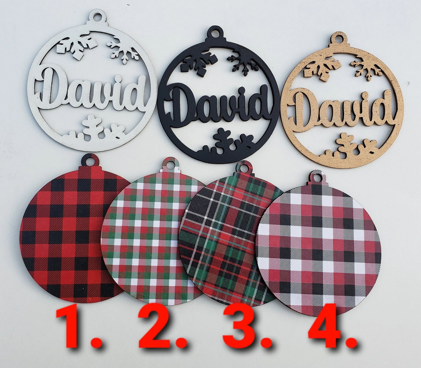 Custom Name Christmas Ornaments, Buffalo Check, Plaid, Buffalo, Christmas, Ornaments, Christmas Gift, Holidays, Personalized Gift