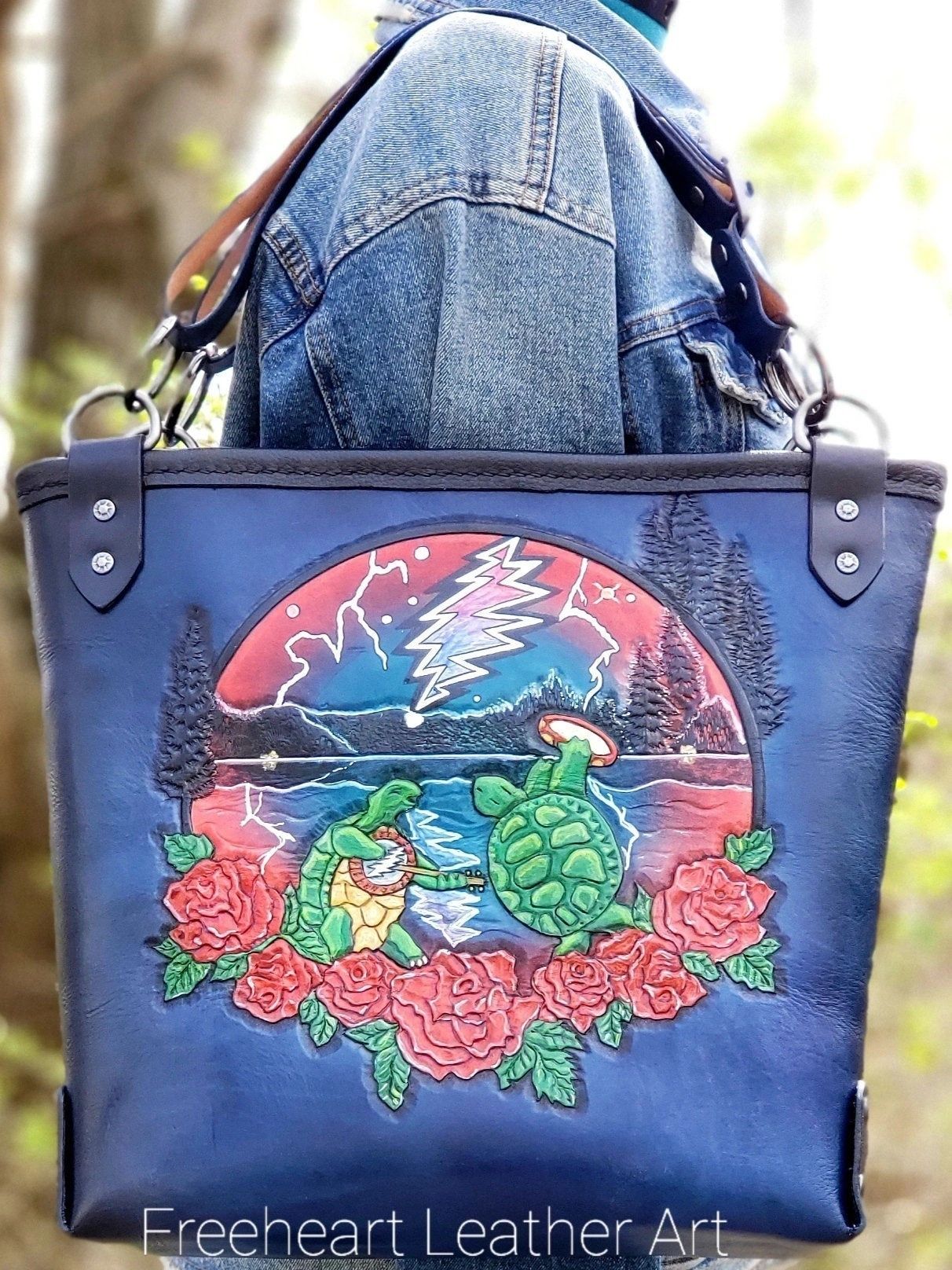 Leather Grateful Terrapin Lake Dead Tote Bag