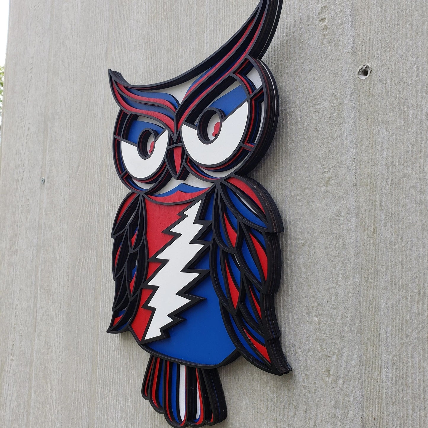 Grateful Dead Owl Wall Art, 13 Point Bolt, Owl, Owl Art, Grateful Dead, Grateful, Dead, Lightning