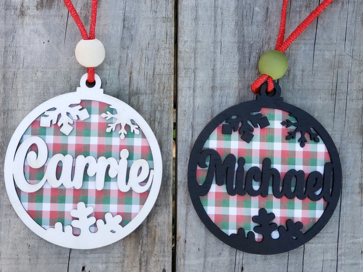 Custom Name Christmas Ornaments, Buffalo Check, Plaid, Buffalo, Christmas, Ornaments, Christmas Gift, Holidays, Personalized Gift