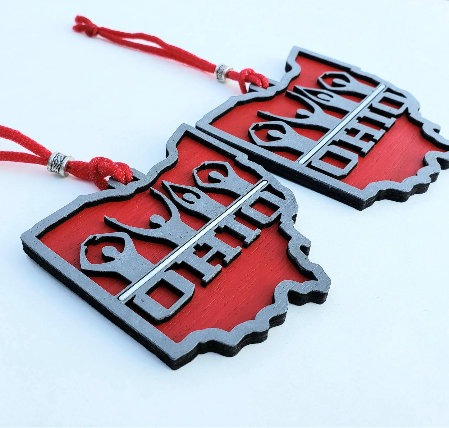 O-H-I-O Ohio State Ornament, Scarlet and Gray, Ohio State Gift Tag, Ohio Gift, Christmas Ornament