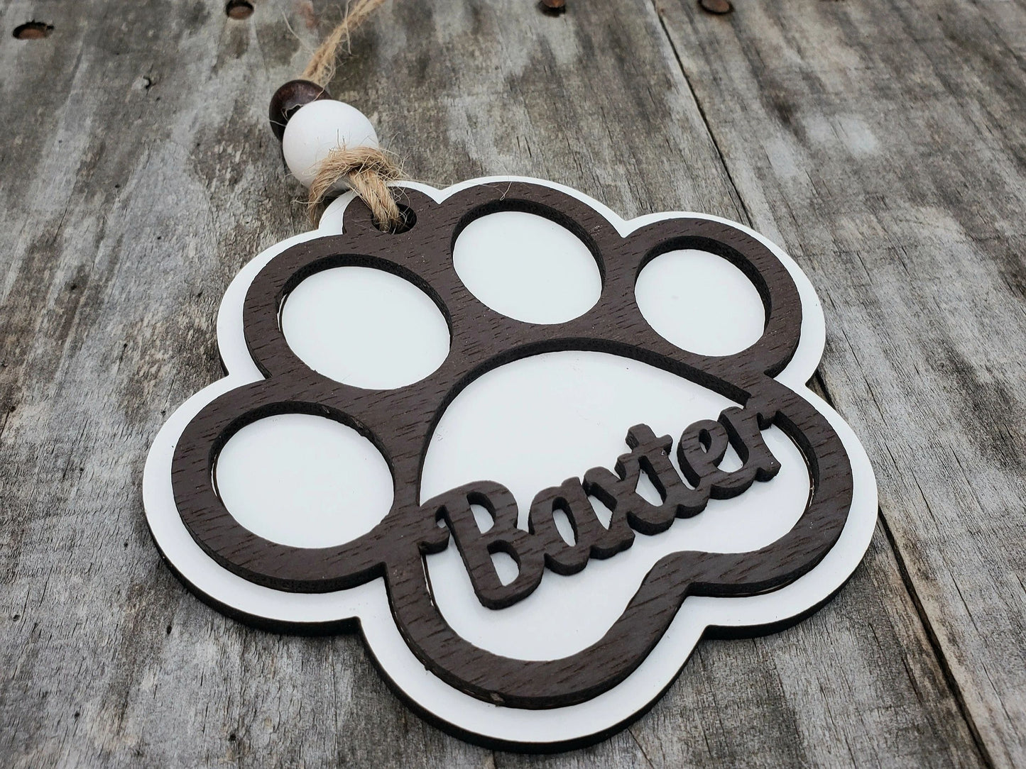 Pet Ornament, Personalized Pet Name Ornament, Dog Paw, Cat Paw