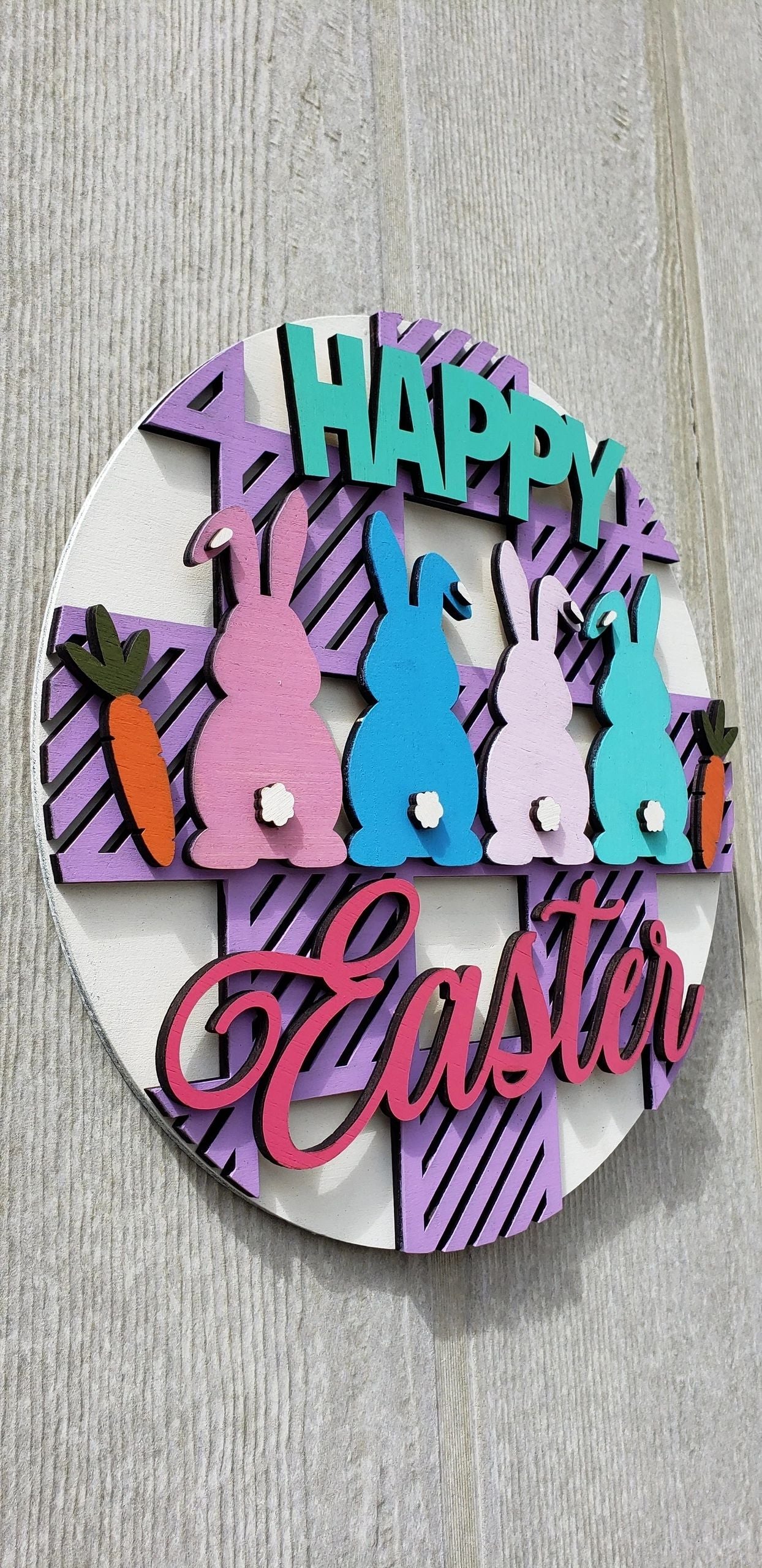 3D Happy Easter Bunny Sign