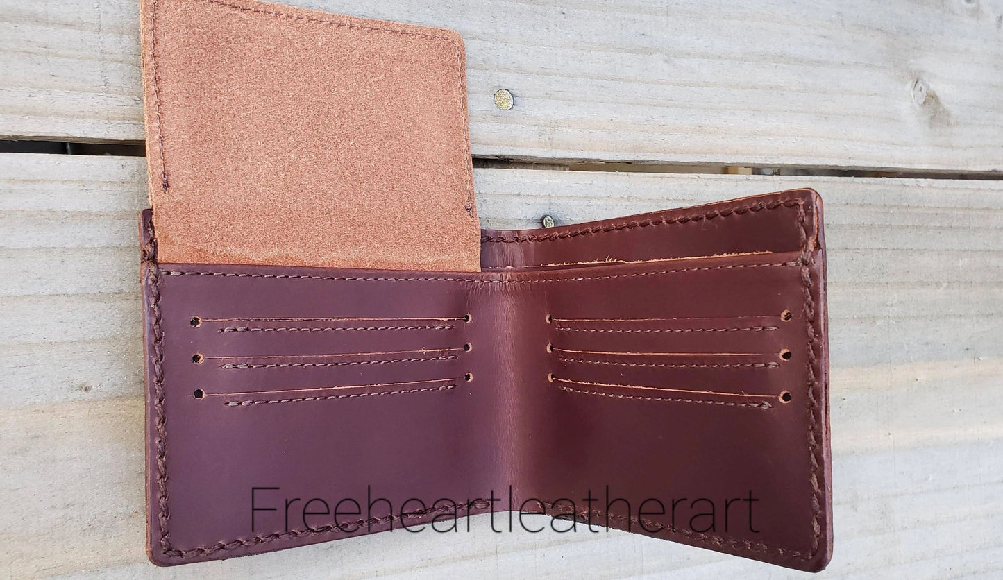 Leather Wallet Dead Stealie and 13 Point Bolt, Leather Deadhead