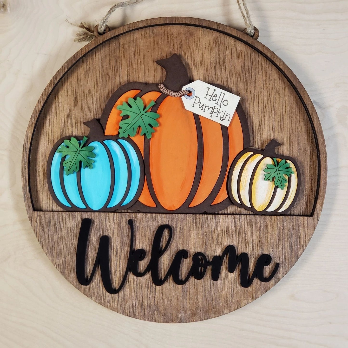 12" Welcome Interchangeable Sign Inserts- Fall Pumpkin Door Hanger