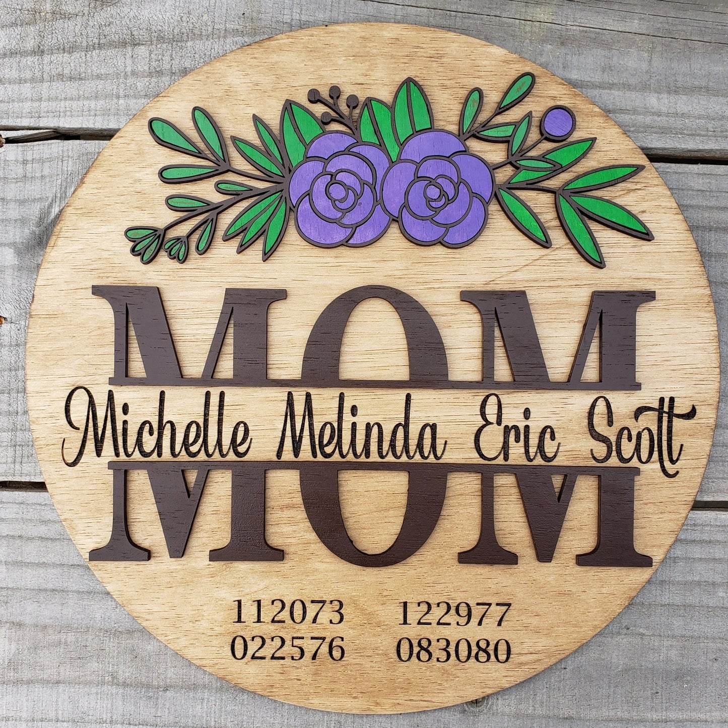 Mom with Custom Names and Birthdates, Engraving Wall Art, Mother's Day Gift