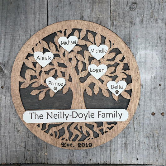 Family Tree wall sign, Personalized Family Tree Art