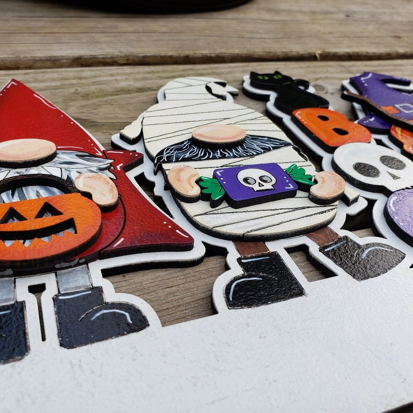 12" Welcome Halloween Gnomes Interchangeable Sign Inserts- Halloween Gnomes Fall Pumpkin Door Hanger