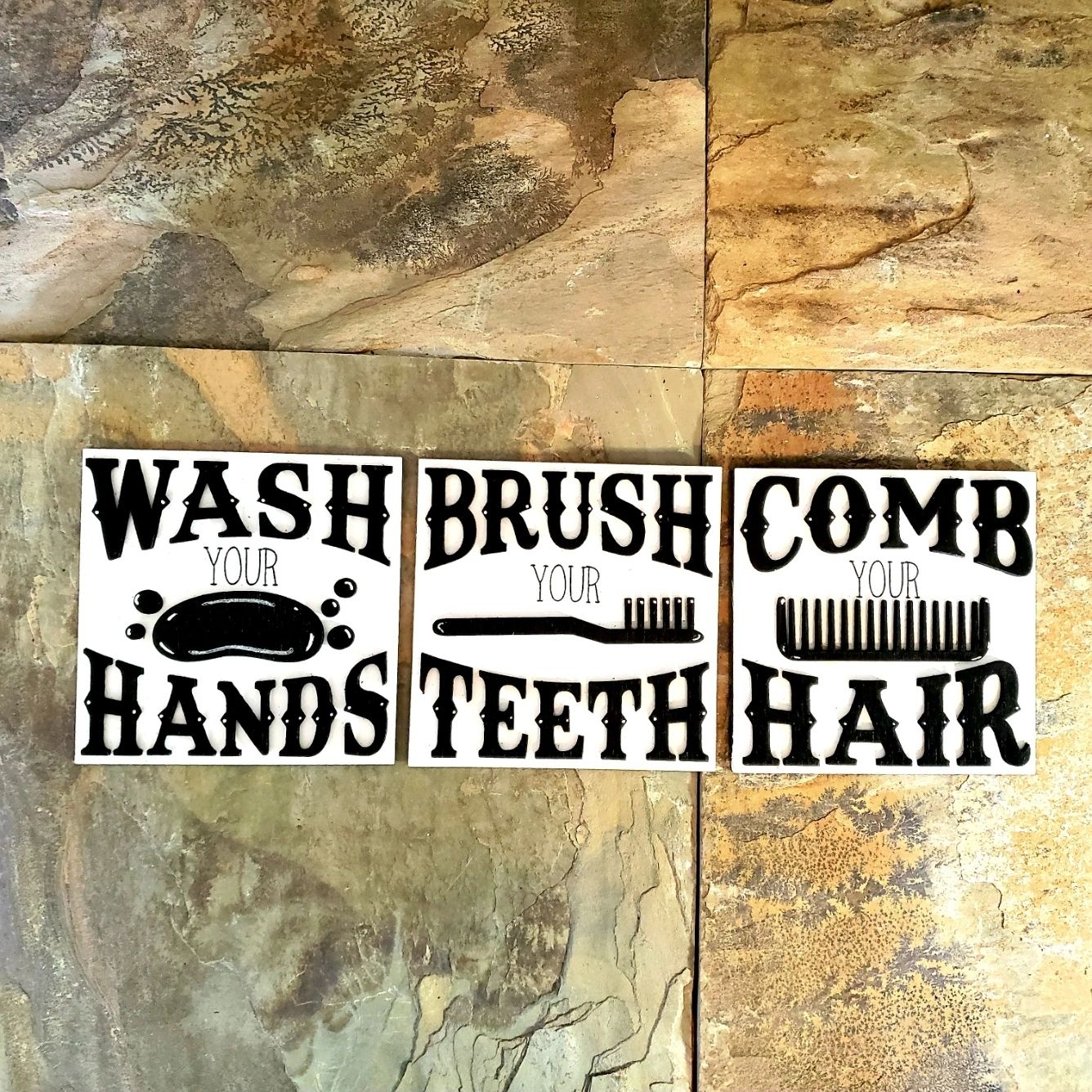 Bathroom Wash Comb Brush Interchangeable Tiles