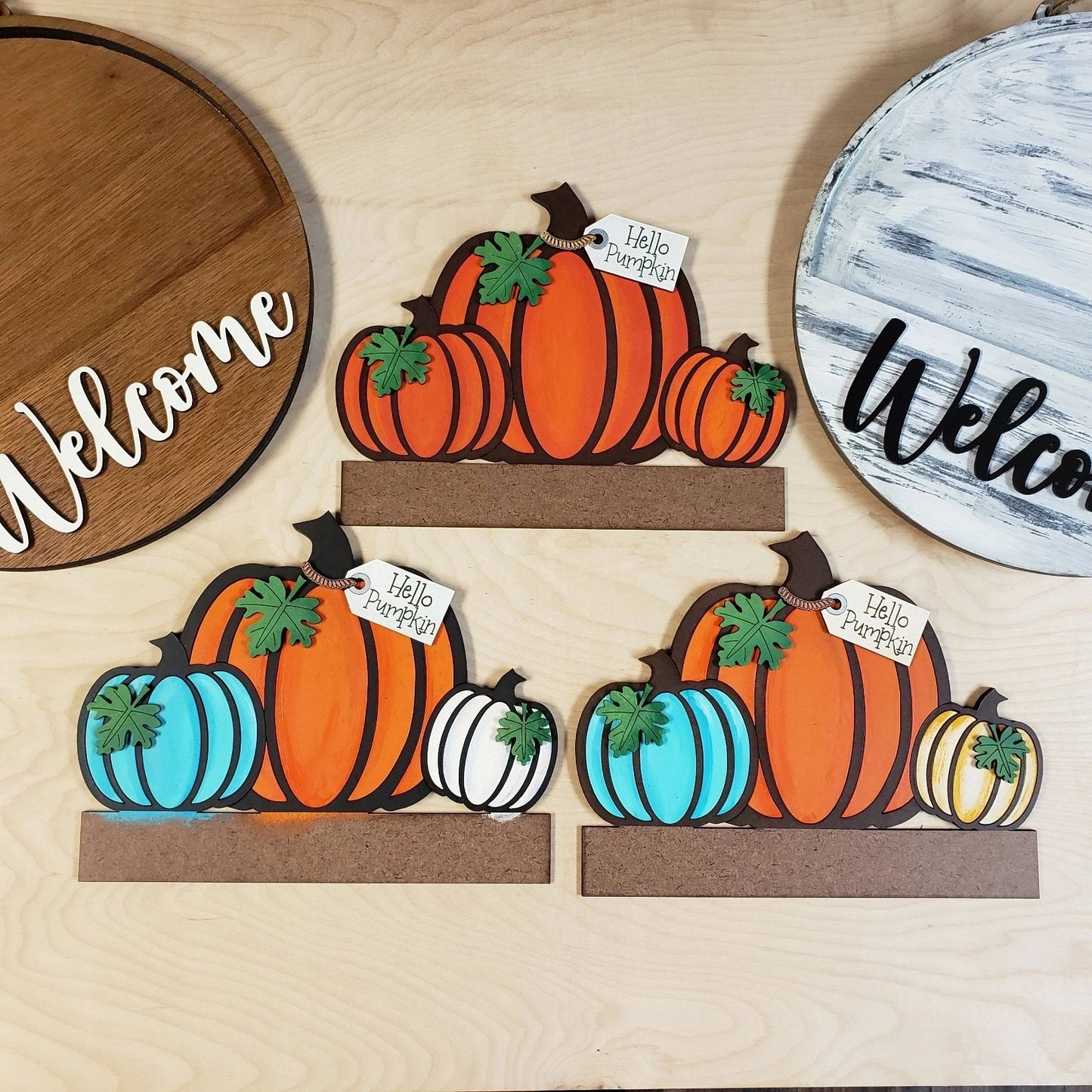 12" Welcome Interchangeable Sign Inserts- Fall Pumpkin Door Hanger