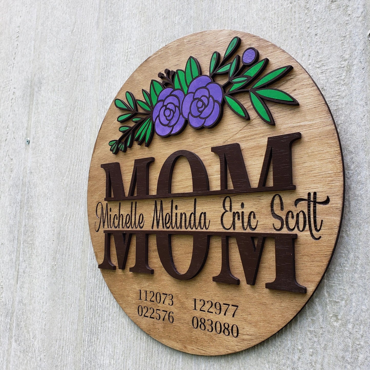 Mom with Custom Names and Birthdates, Engraving Wall Art, Mother's Day Gift