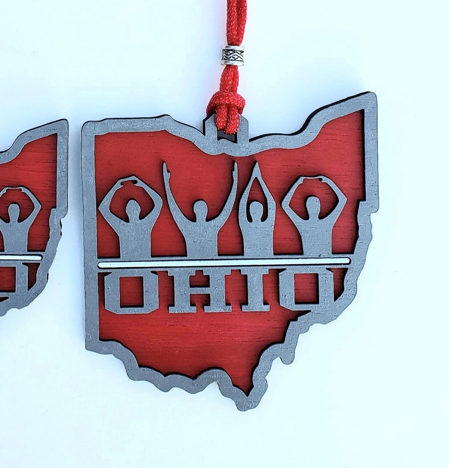 O-H-I-O Ohio State Ornament, Scarlet and Gray, Ohio State Gift Tag, Ohio Gift, Christmas Ornament