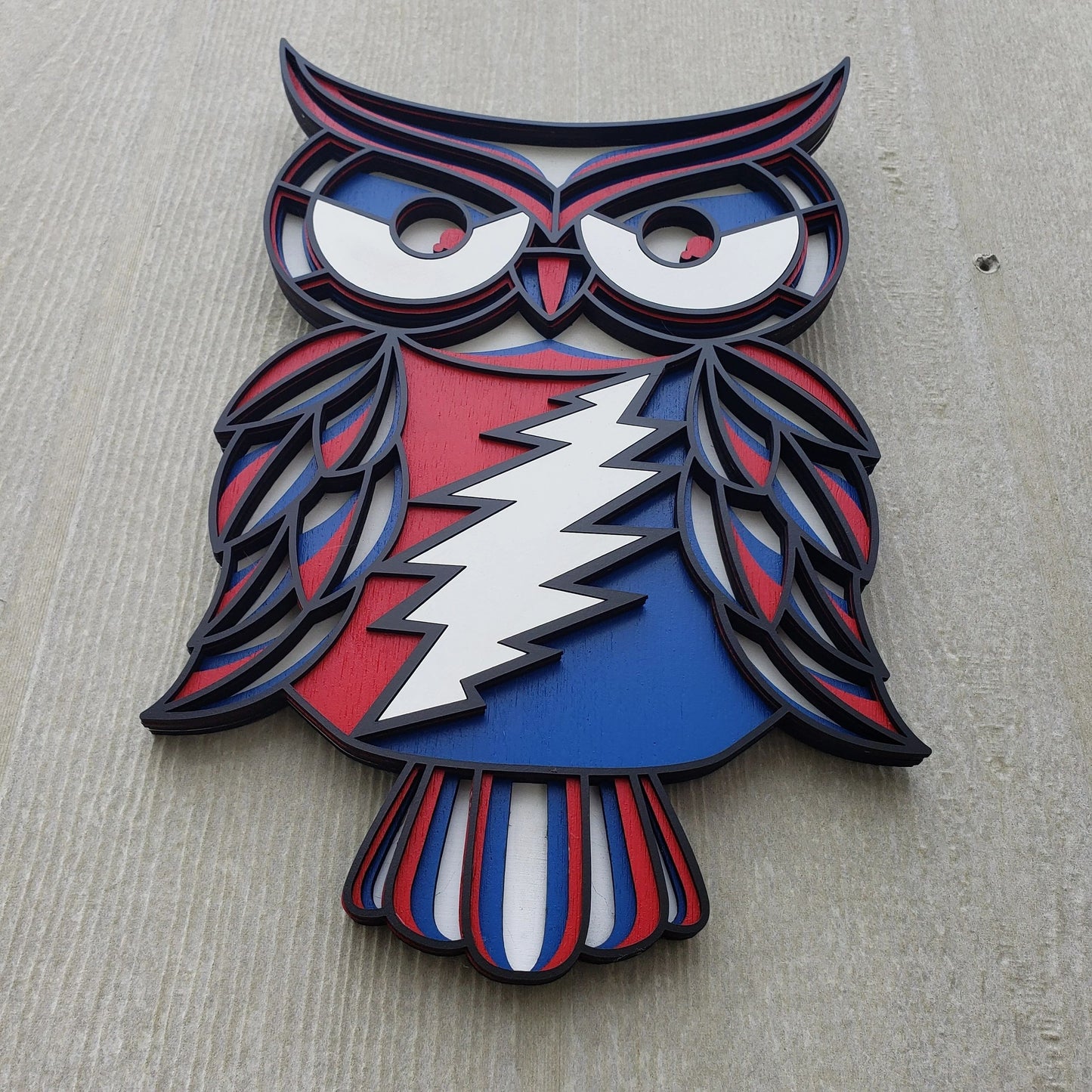 Grateful Dead Owl Wall Art, 13 Point Bolt, Owl, Owl Art, Grateful Dead, Grateful, Dead, Lightning