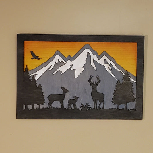 Outdoor Wildlife Bear and Buck Hanging Signs