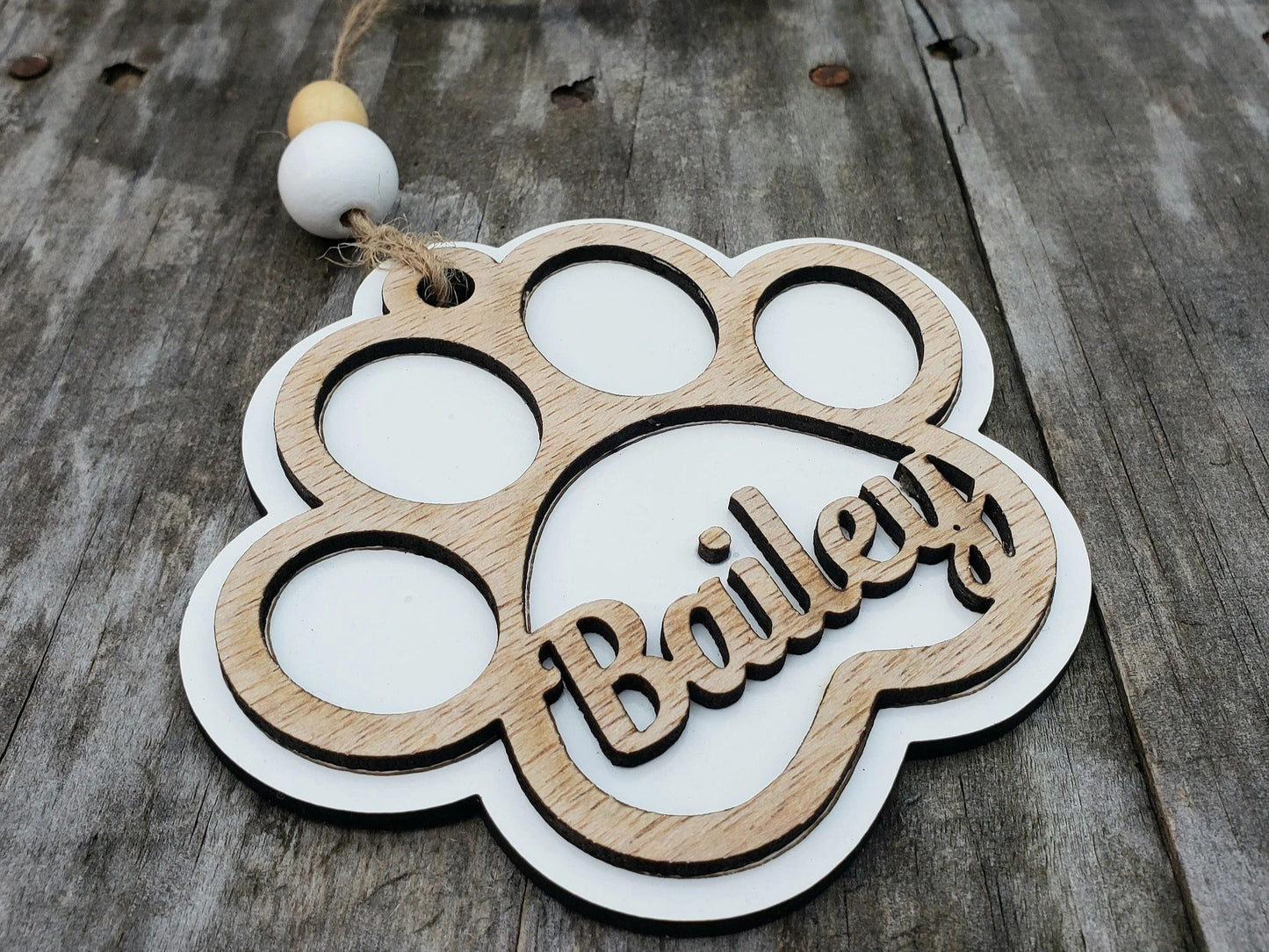 Pet Ornament, Personalized Pet Name Ornament, Dog Paw, Cat Paw