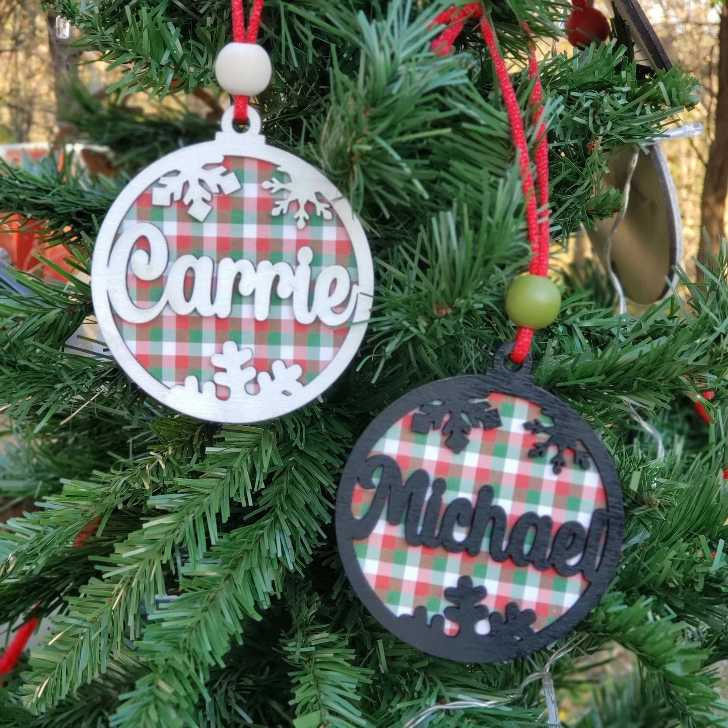 Custom Name Christmas Ornaments, Buffalo Check, Plaid, Buffalo, Christmas, Ornaments, Christmas Gift, Holidays, Personalized Gift