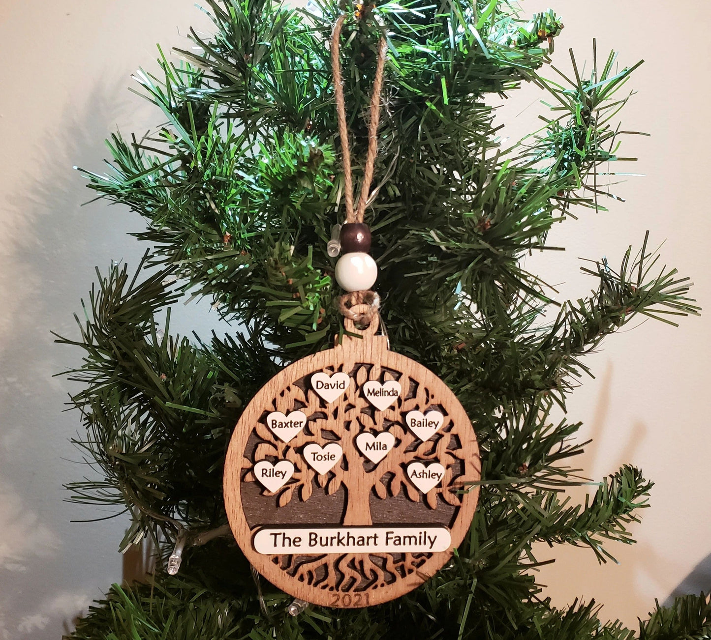 Family Tree Christmas Ornament, Personalized Family Tree Ornament