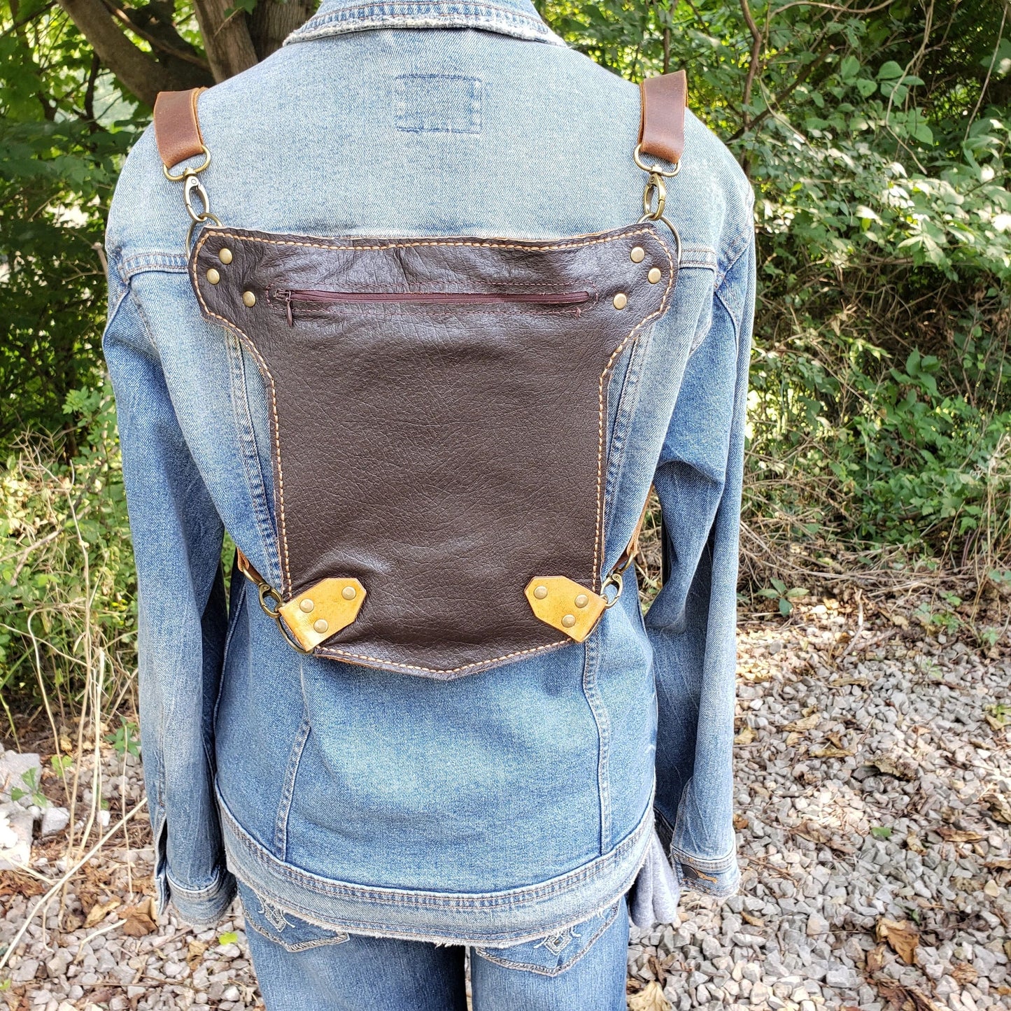 Grateful Sunflower Leather Backpack/ Crossbody