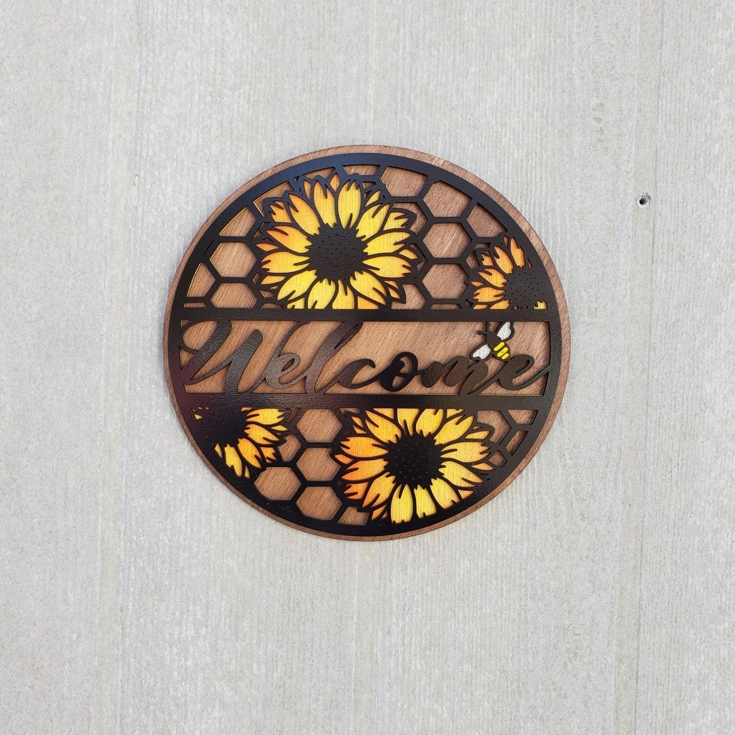 Welcome Sunflowers and Bee Wall Sign