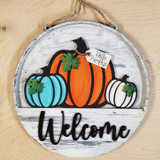 12" Welcome Interchangeable Sign Inserts- Fall Pumpkin Door Hanger