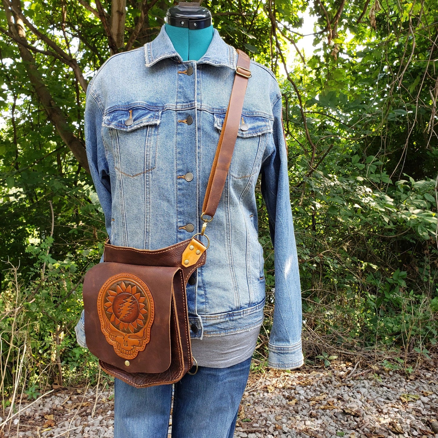 Grateful Sunflower Leather Backpack/ Crossbody