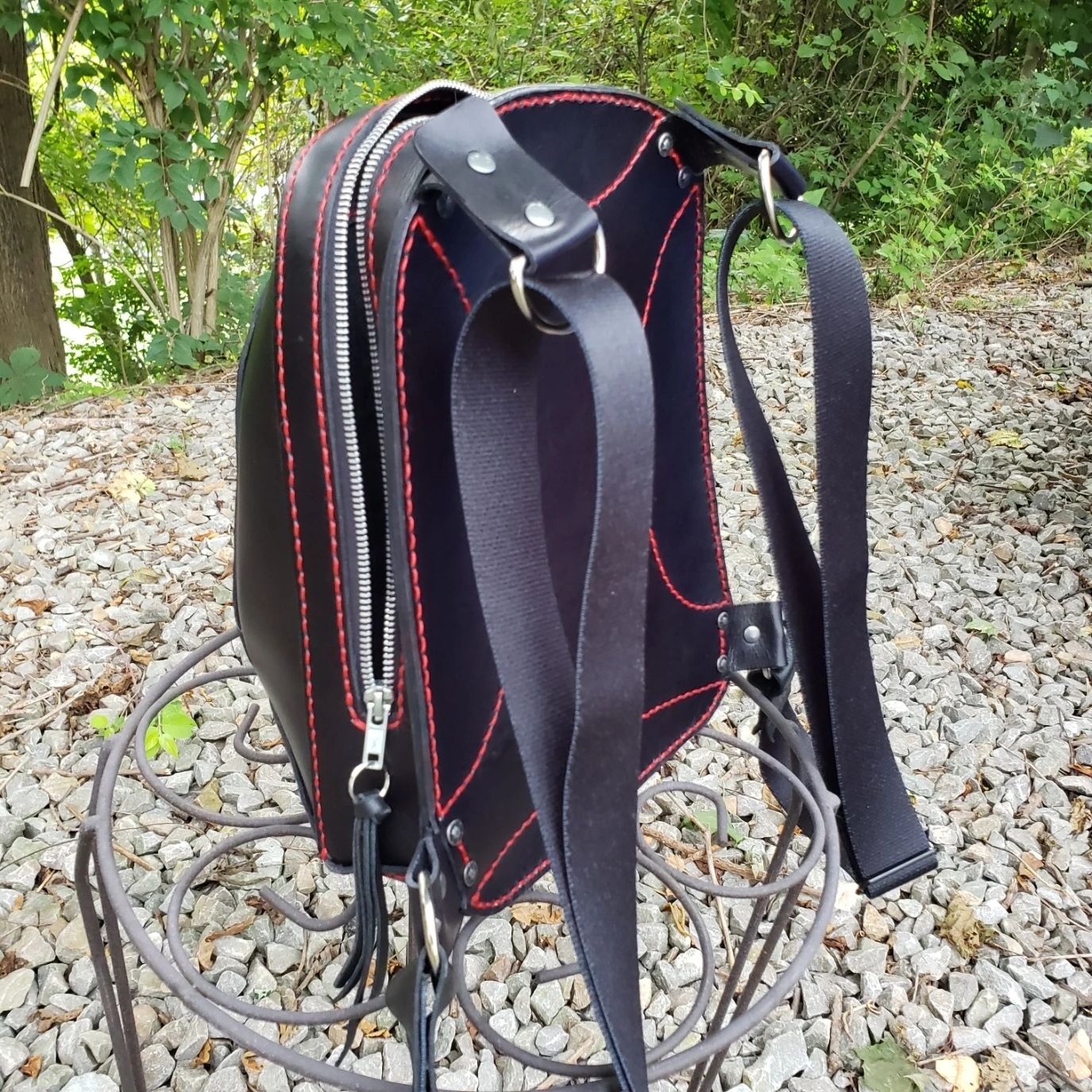 Bertha Leather Skull and Roses Backpack