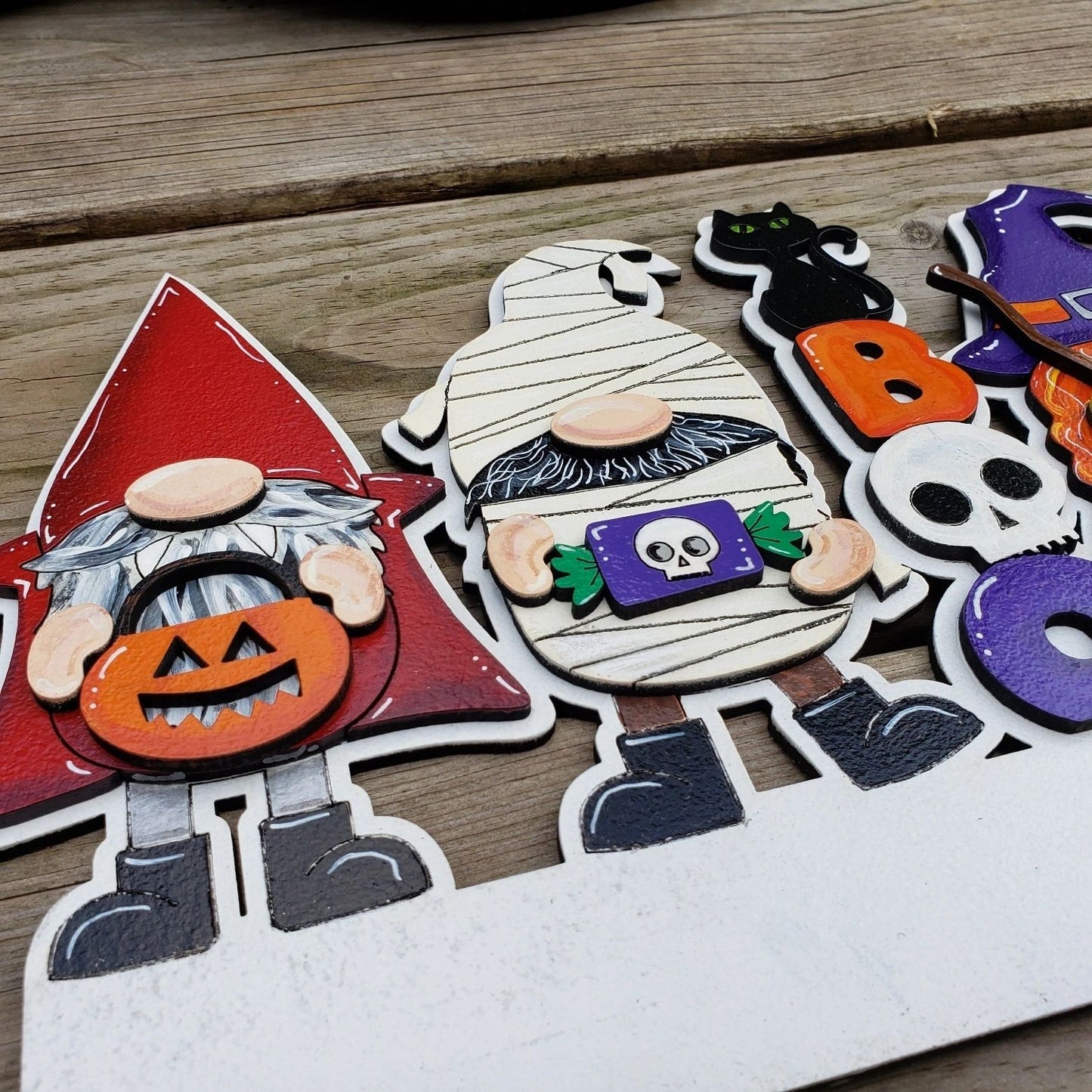 12" Welcome Halloween Gnomes Interchangeable Sign Inserts- Halloween Gnomes Fall Pumpkin Door Hanger