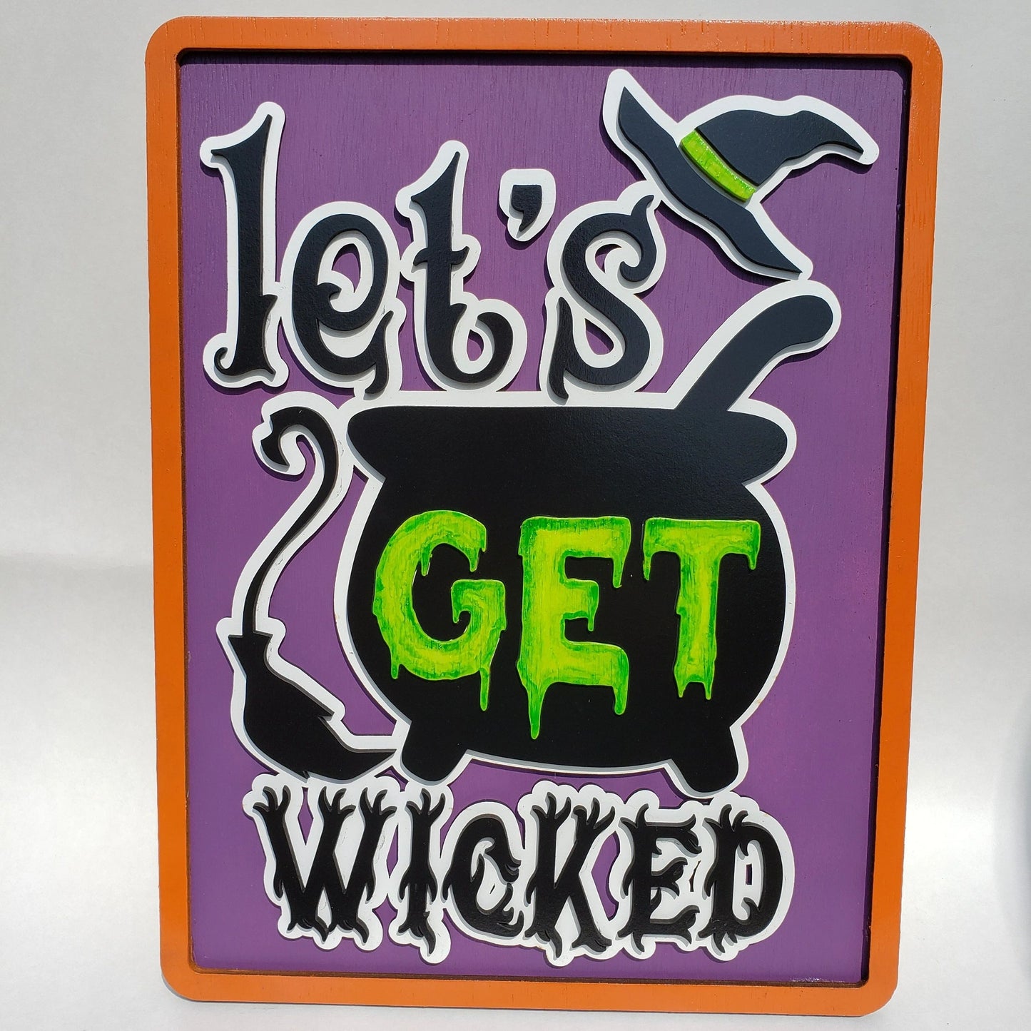 Let's Get Wicked Halloween Sign Fall Home Decor