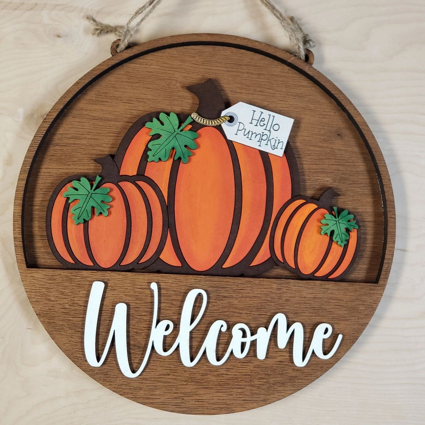 12" Welcome Interchangeable Sign Inserts- Fall Pumpkin Door Hanger