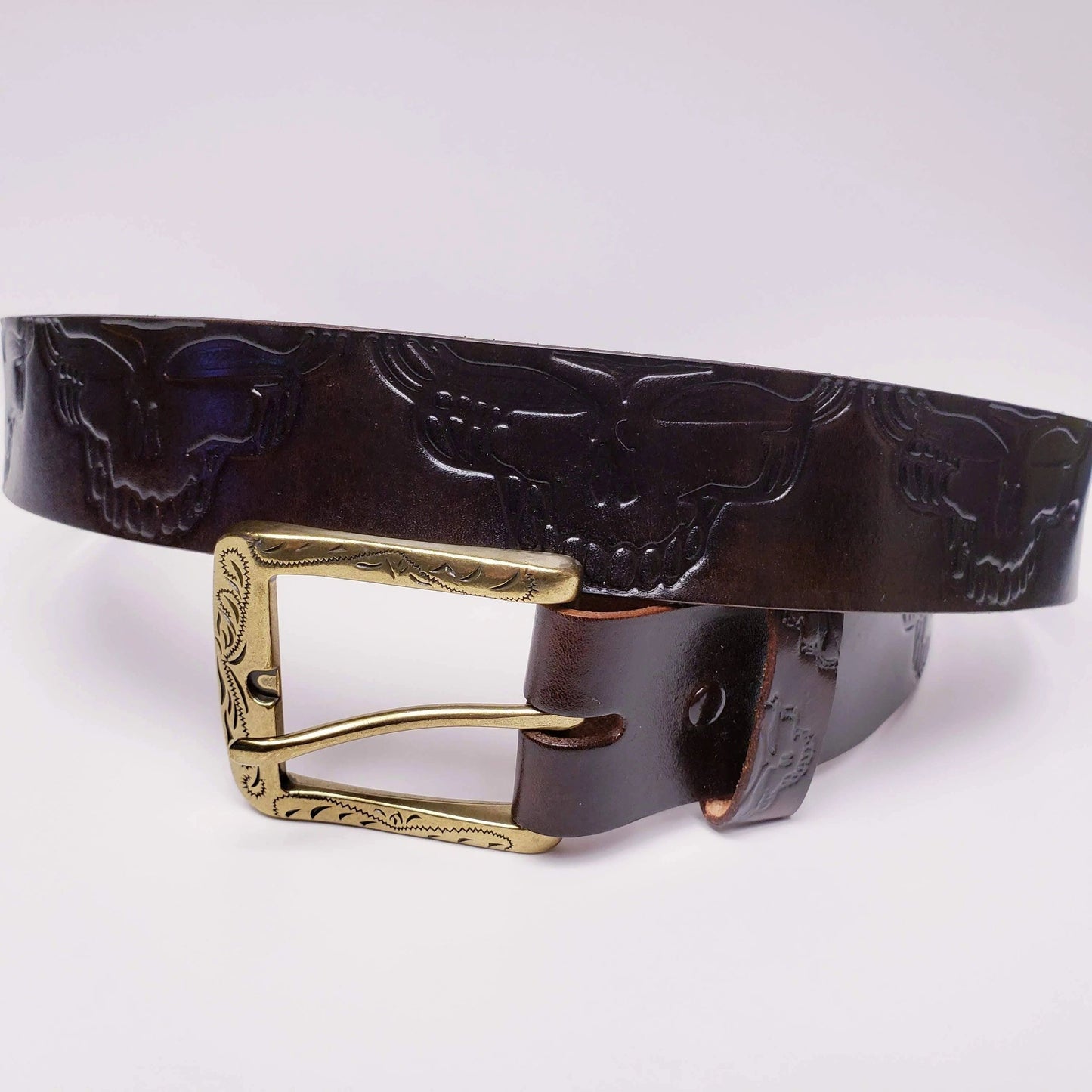 Grateful 1/2 Skull Leather Belt