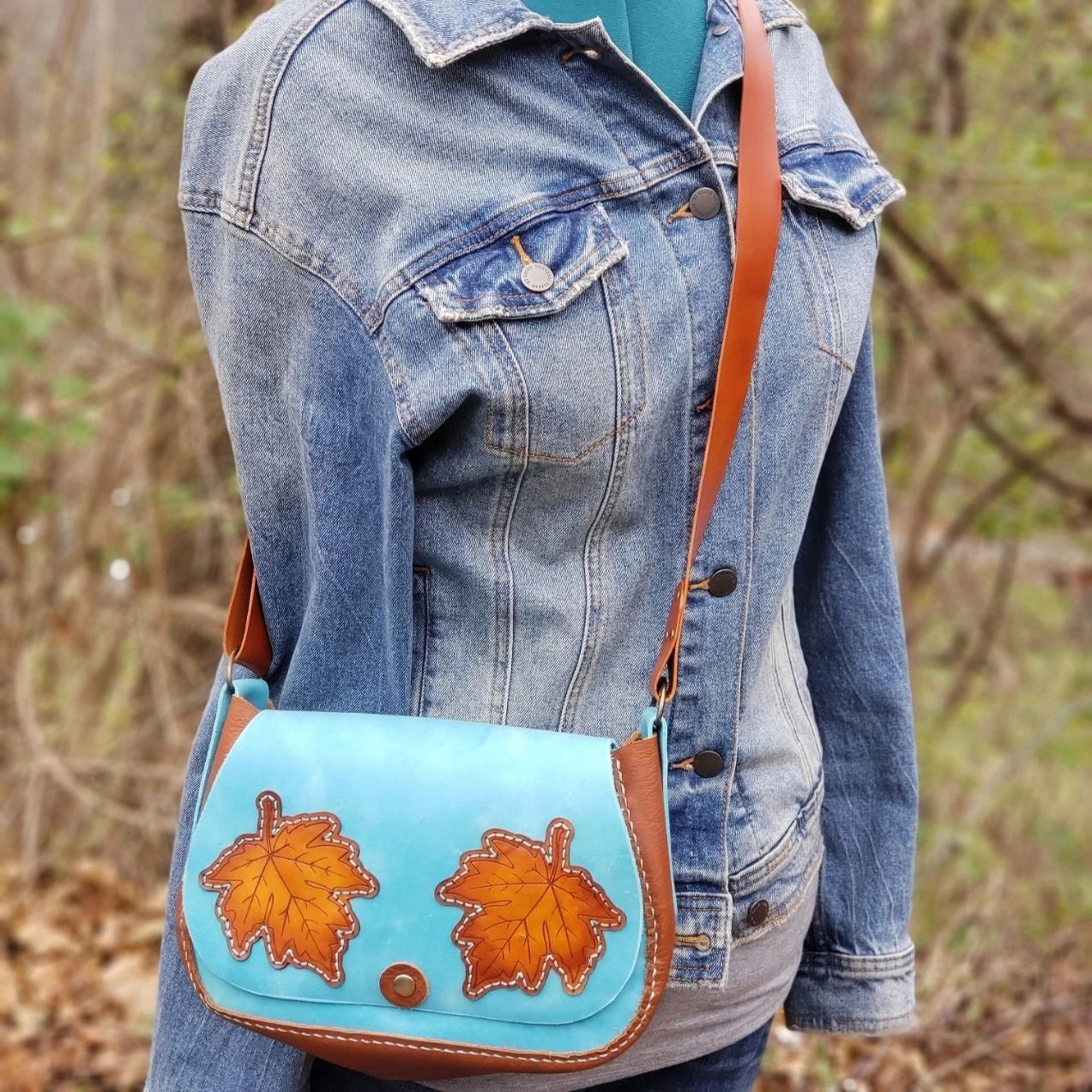 Falling Leaves Aqua and Amber Purse