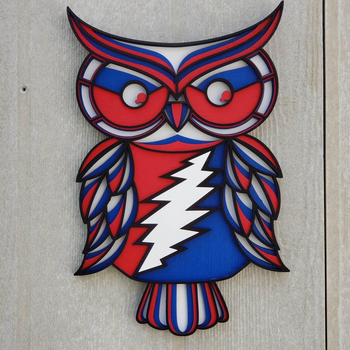 Grateful Dead Owl Wall Art, 13 Point Bolt, Owl, Owl Art, Grateful Dead, Grateful, Dead, Lightning