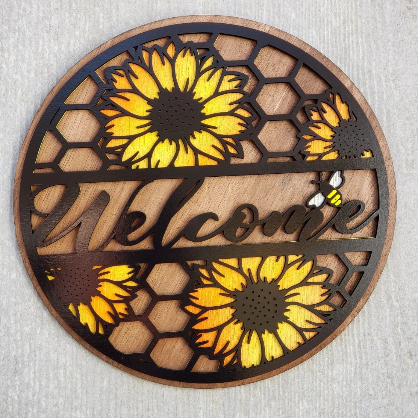 Welcome Sunflowers and Bee Wall Sign