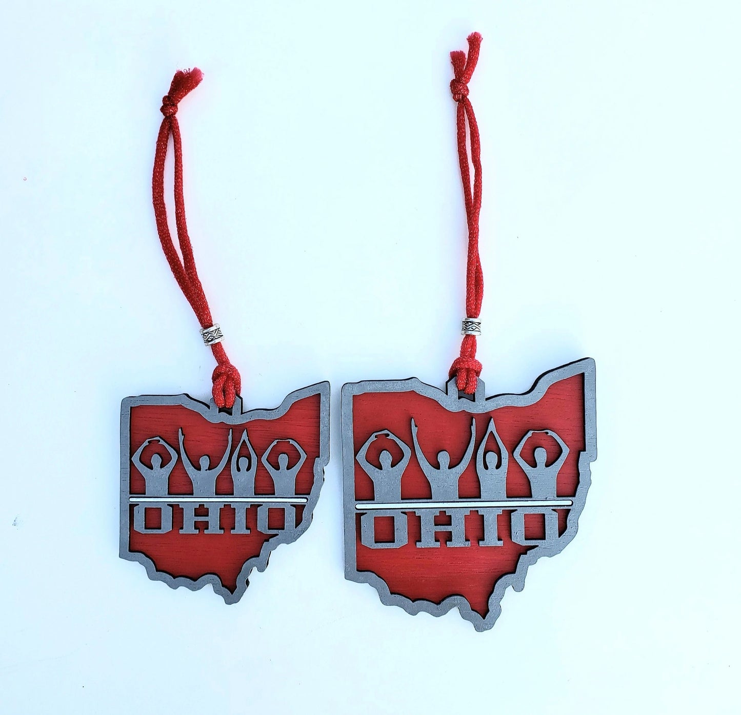 O-H-I-O Ohio State Ornament, Scarlet and Gray, Ohio State Gift Tag, Ohio Gift, Christmas Ornament