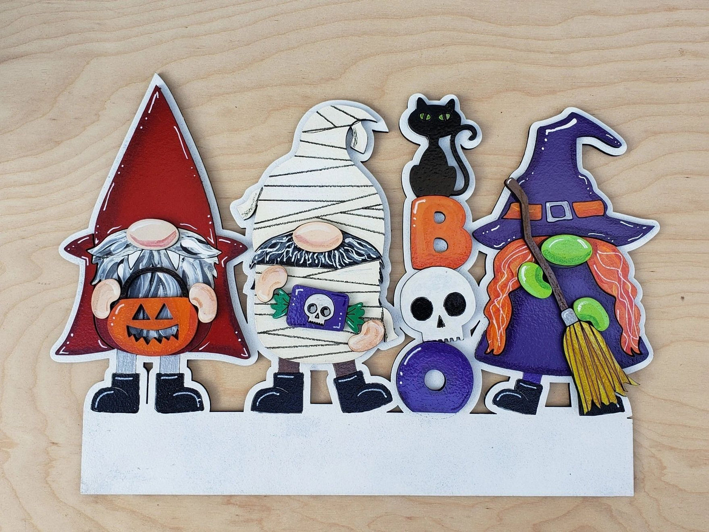 12" Welcome Halloween Gnomes Interchangeable Sign Inserts- Halloween Gnomes Fall Pumpkin Door Hanger