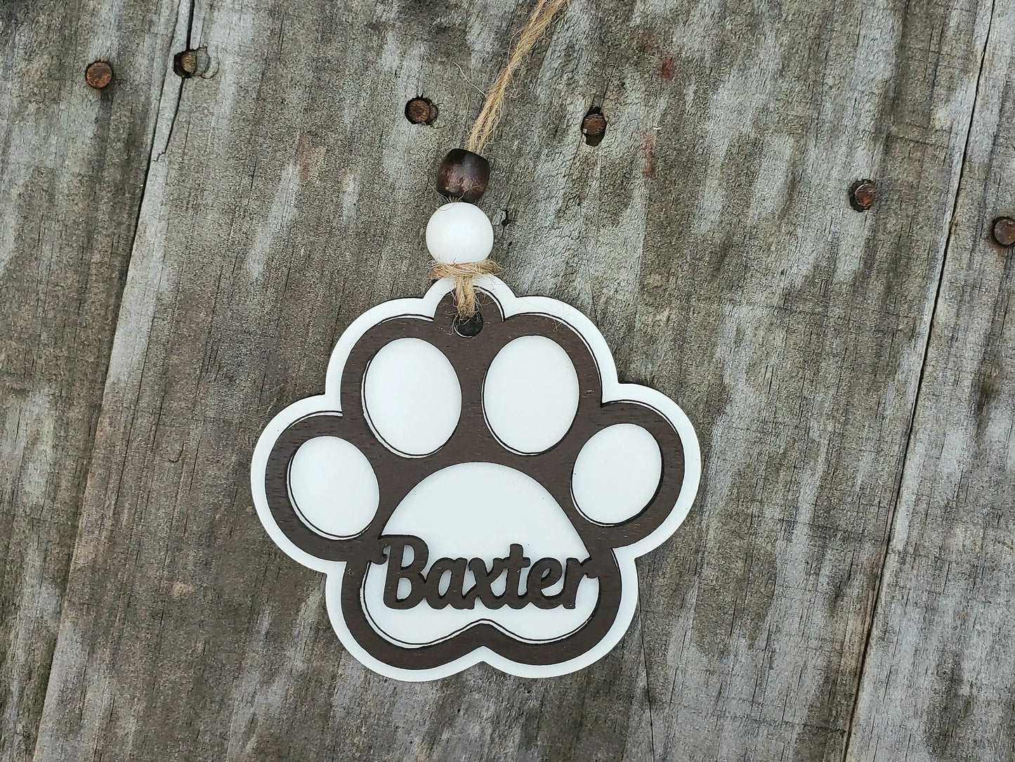 Pet Ornament, Personalized Pet Name Ornament, Dog Paw, Cat Paw