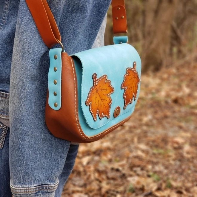 Falling Leaves Aqua and Amber Purse