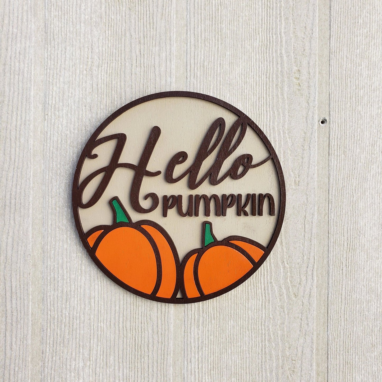 Hello Pumpkin Wall Sign, Fall Decor, Pumpkin Door Hanger