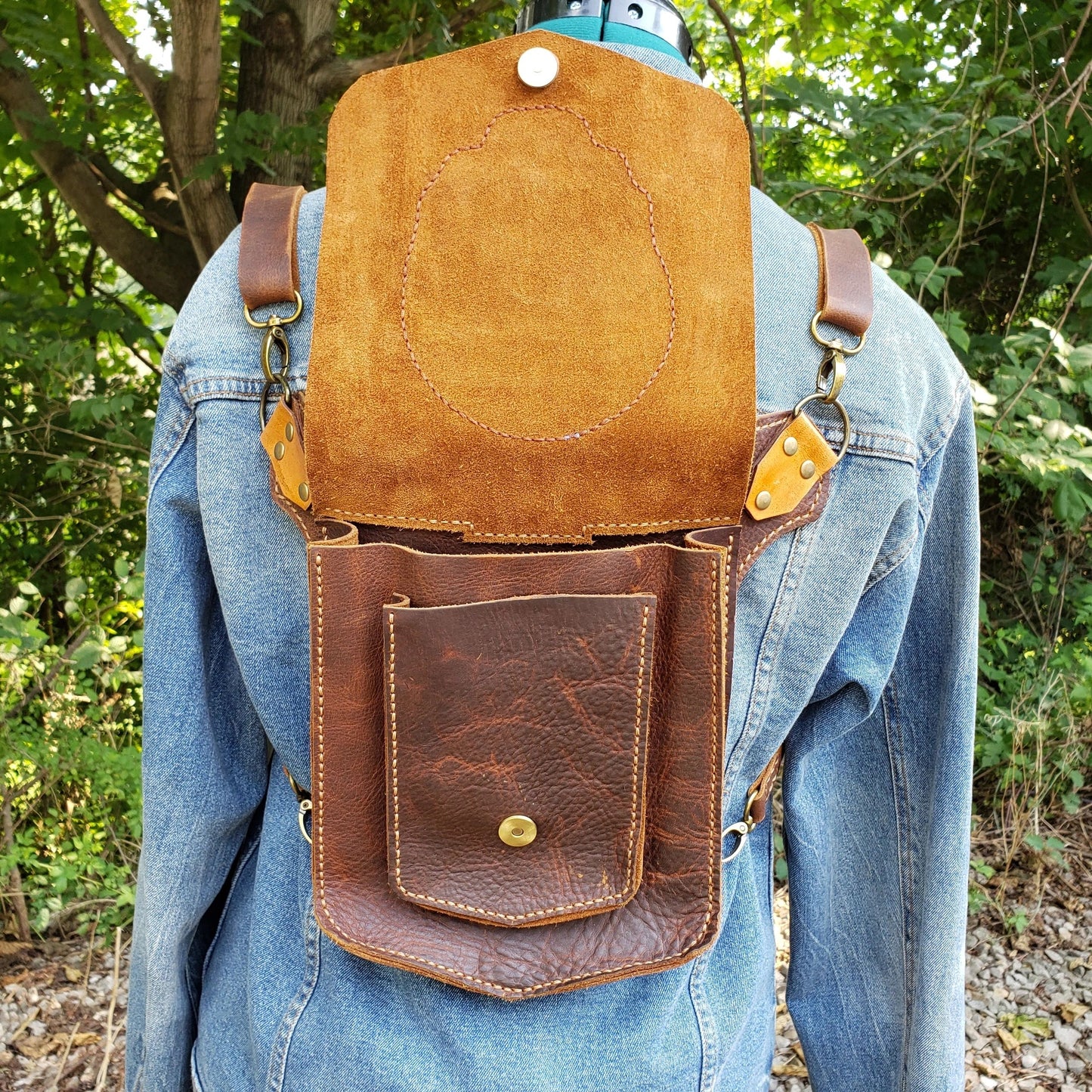 Grateful Sunflower Leather Backpack/ Crossbody