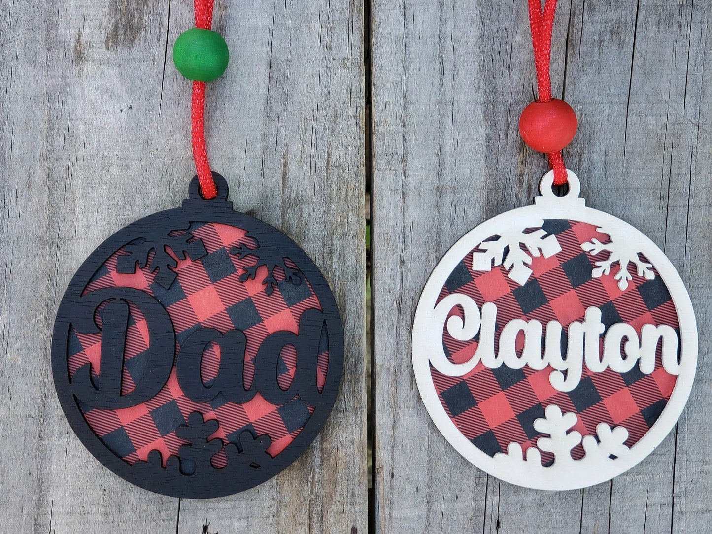 Custom Name Christmas Ornaments, Buffalo Check, Plaid, Buffalo, Christmas, Ornaments, Christmas Gift, Holidays, Personalized Gift