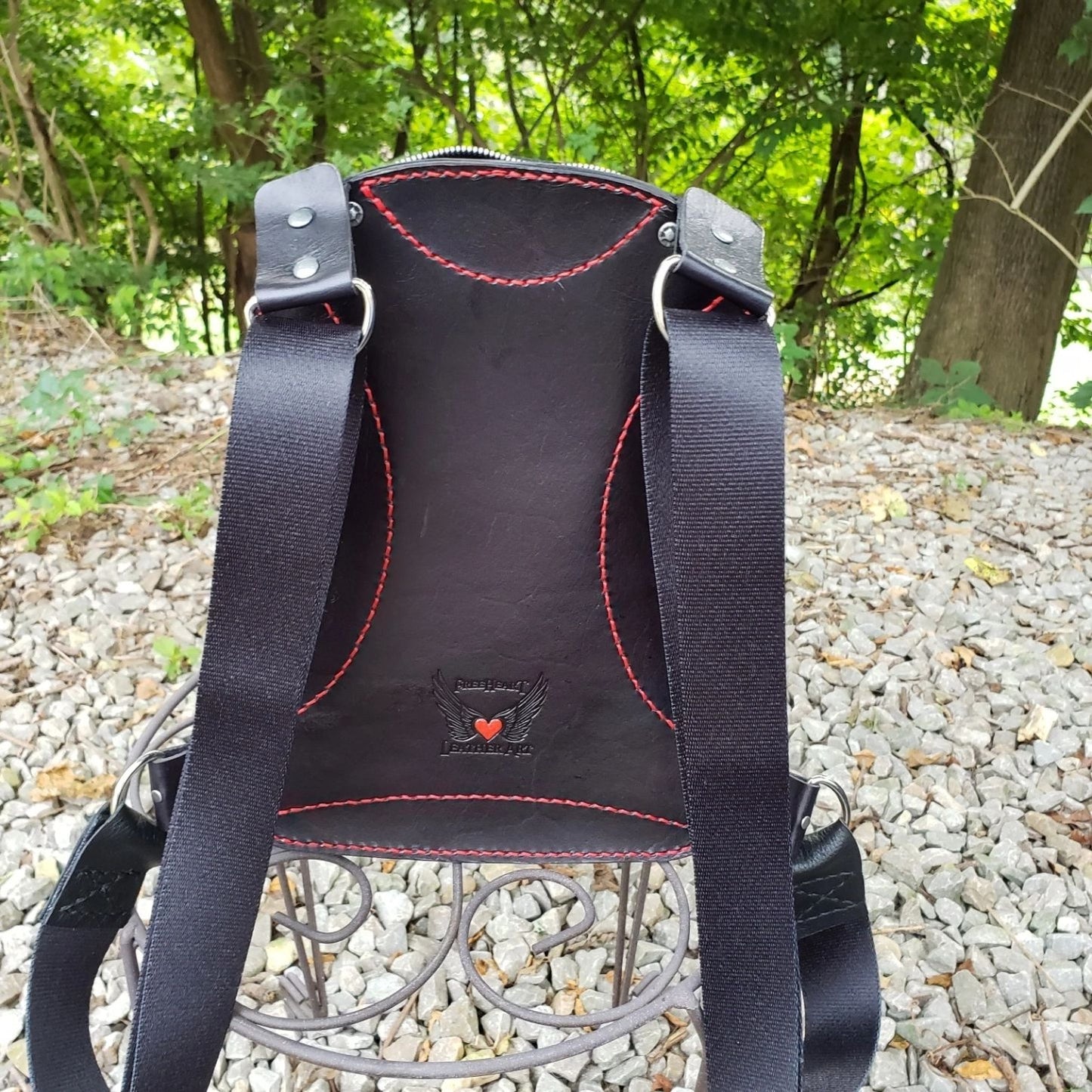 Bertha Leather Skull and Roses Backpack